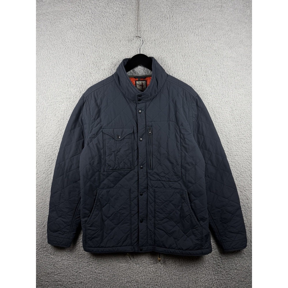 Relwen Quilted Insulated Tanker Snap Zip Up Jacket Size L Charcoal Blue/Orange - Picture 5 of 11